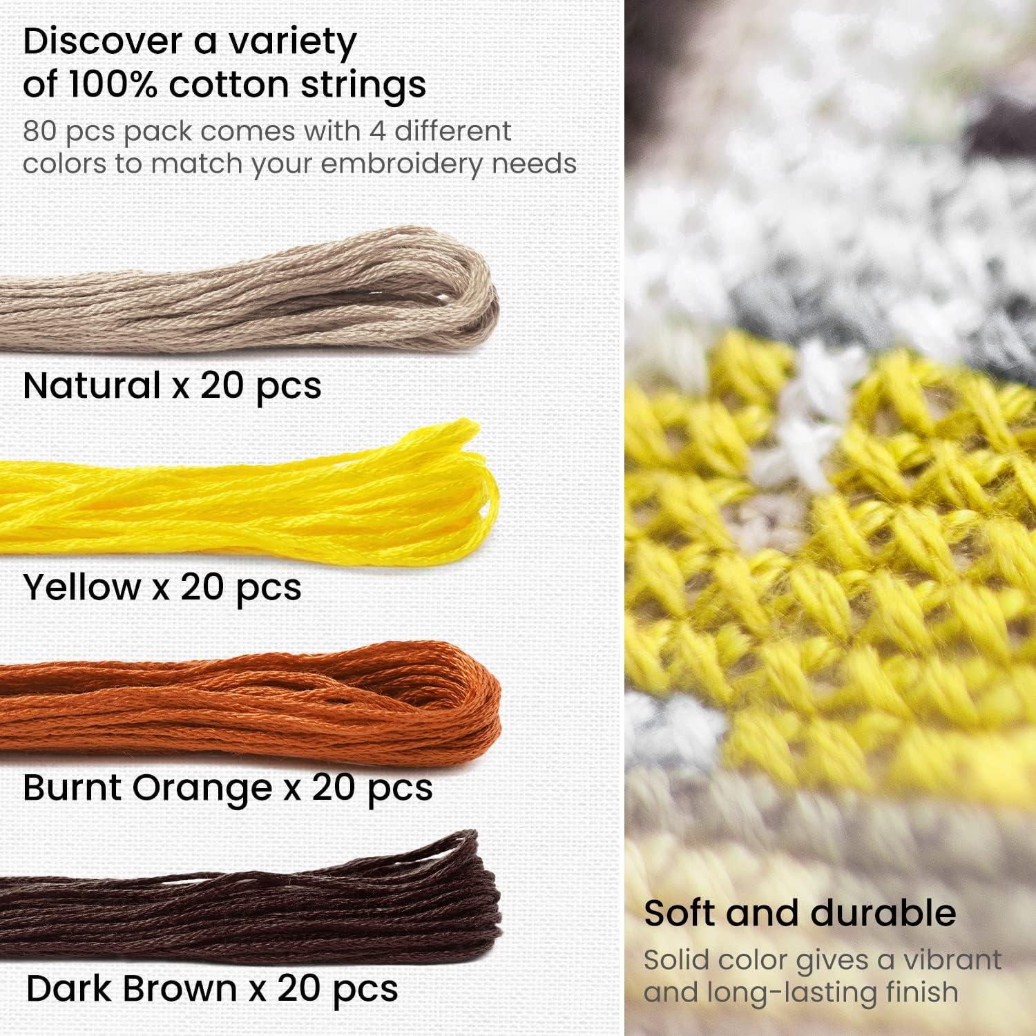 ARTEZA Embroidery Thread Pack, 80 Skeins, Royal Blue, Teal, Dark Blue, & Light Blue(Brown)