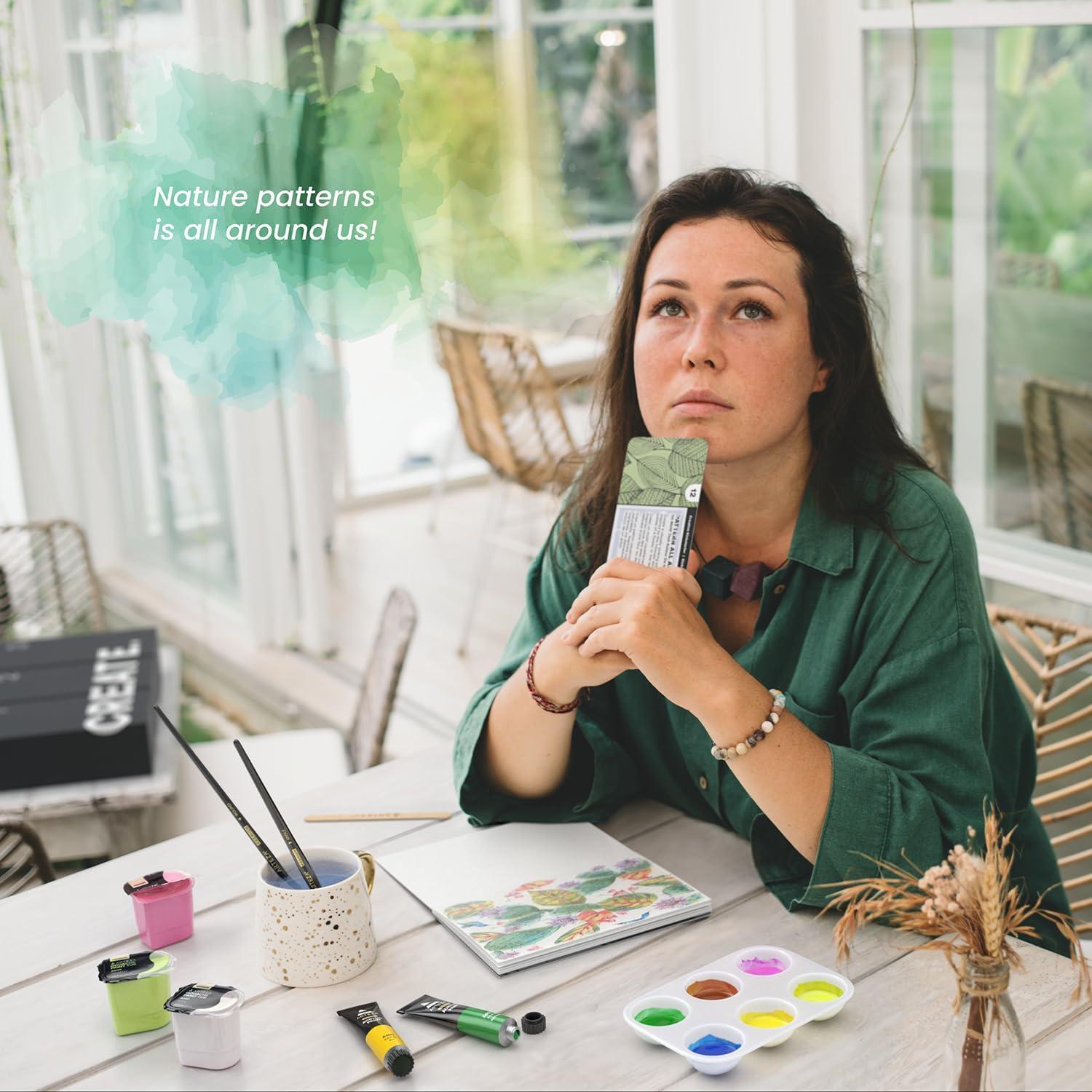 ARTEZA Creative Kickstarter: Art Exploration Set – Passports with Gel Pens, Watercolors, Acrylic Paints, Brushes, and More, Phased Art Journey, 60 pcs