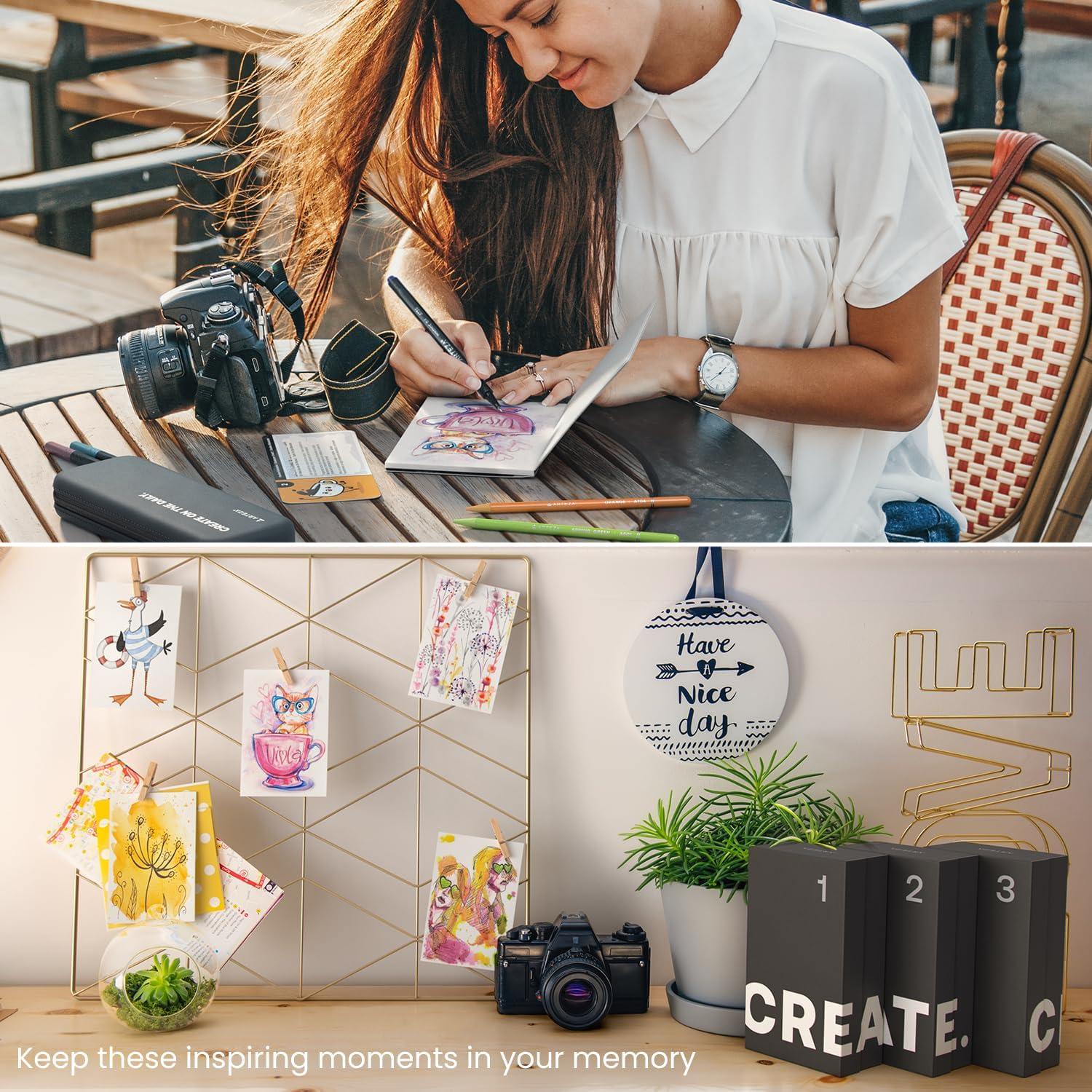 ARTEZA Creative Kickstarter: Art Exploration Set – Passports with Gel Pens, Watercolors, Acrylic Paints, Brushes, and More, Phased Art Journey, 60 pcs